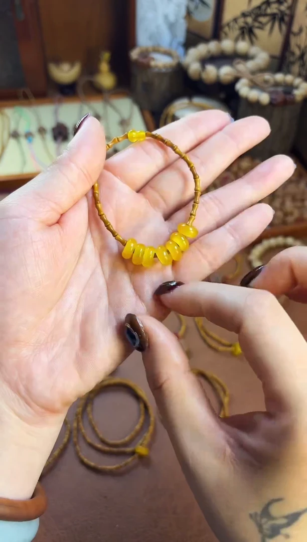 手串桃核古桃坊  竹节七宝福禄