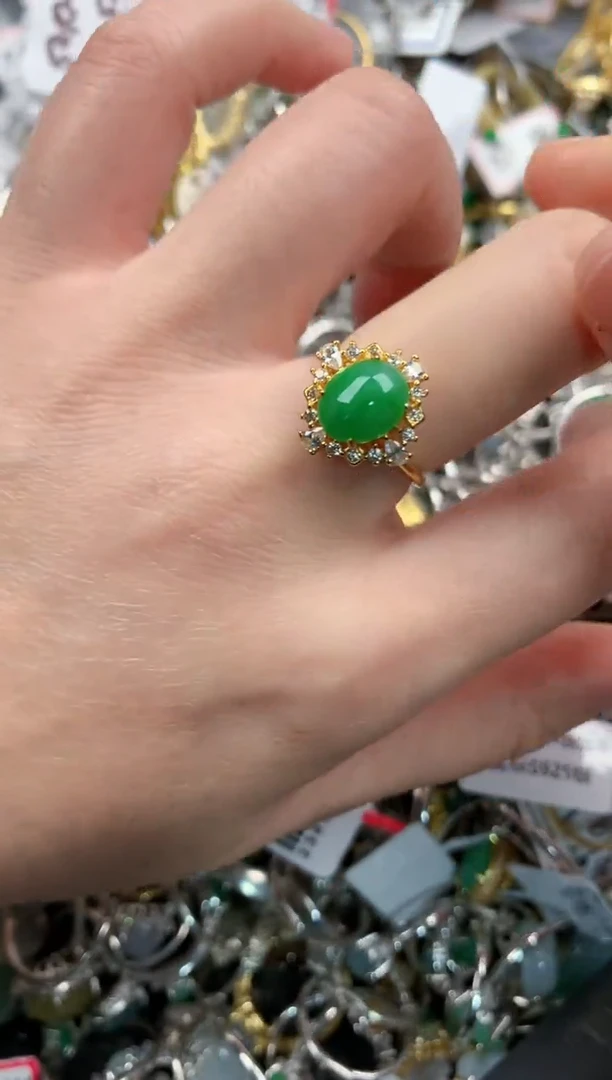 银S925镶嵌戒指翡翠111   8