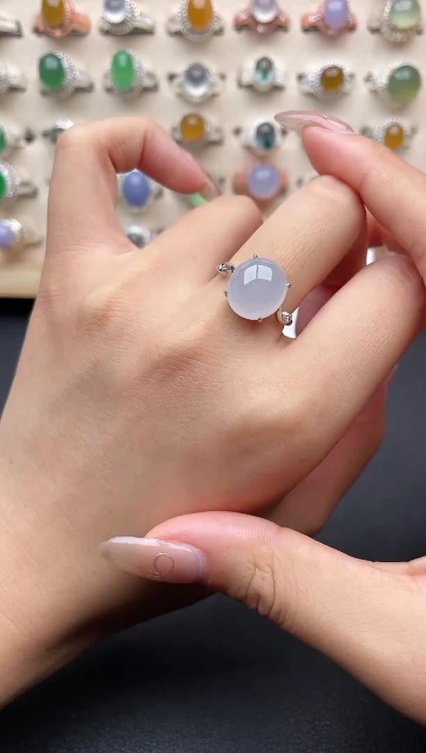 【闪购商品】翡翠戒指银S925镶嵌一物一证一礼盒