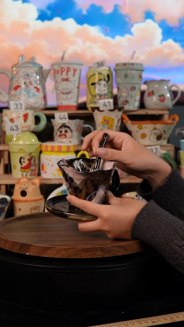 陶瓷双饮款景德镇手工手绘陶瓷