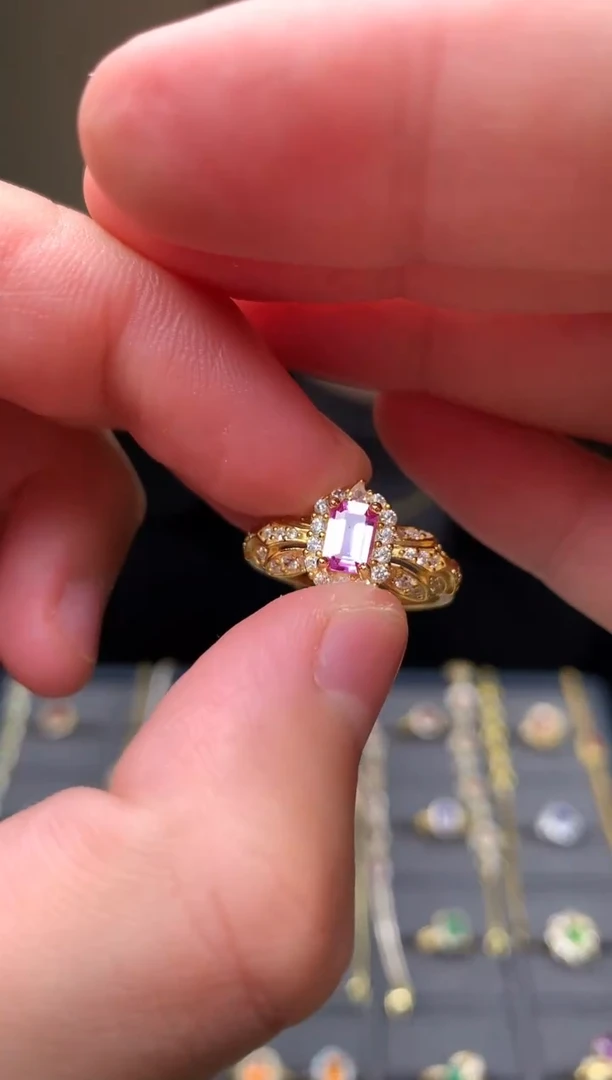 戒指蓝宝石银S925镶嵌戒指