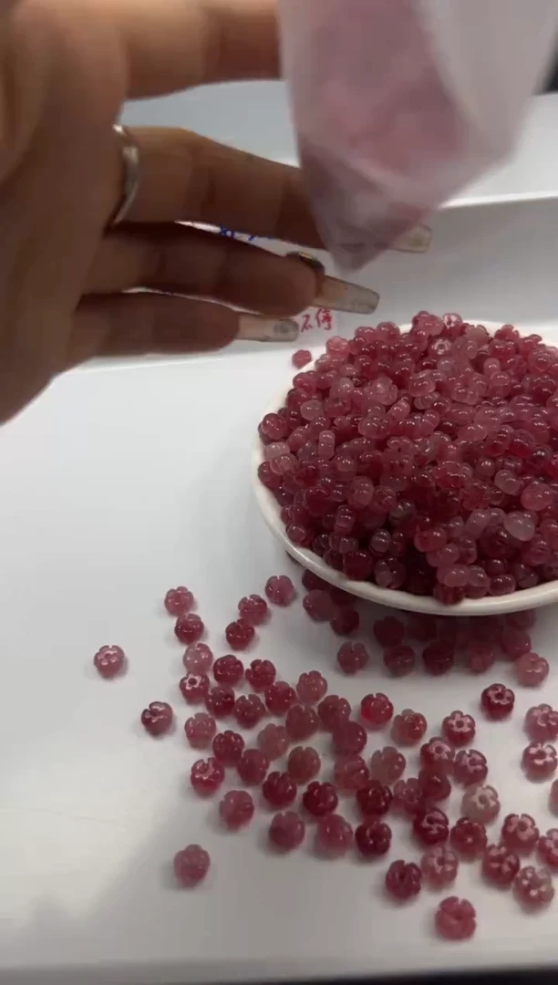 玛瑙/玉髓颈饰未镶嵌w2861桃花玉五瓣花8mm*10颗