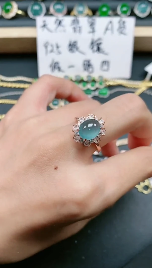 翡翠戒指银S925镶嵌1111111