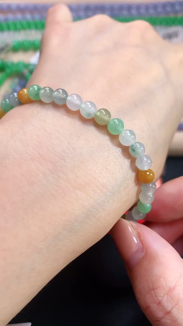 未镶嵌手串翡翠5珠链|580+0