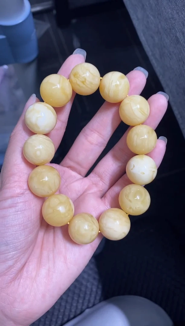 未镶嵌蜜蜡裸石(静）浓蜜手串