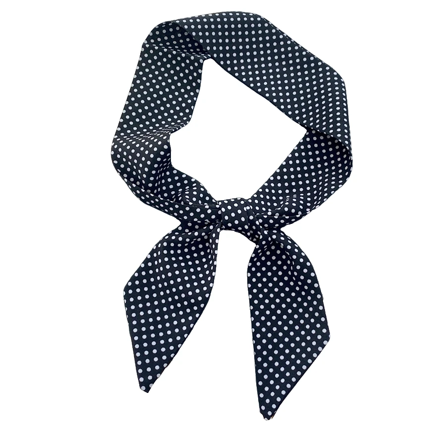 细窄长条小丝巾85*5CM左右春夏斜角领巾百搭印花波点装饰小围巾女