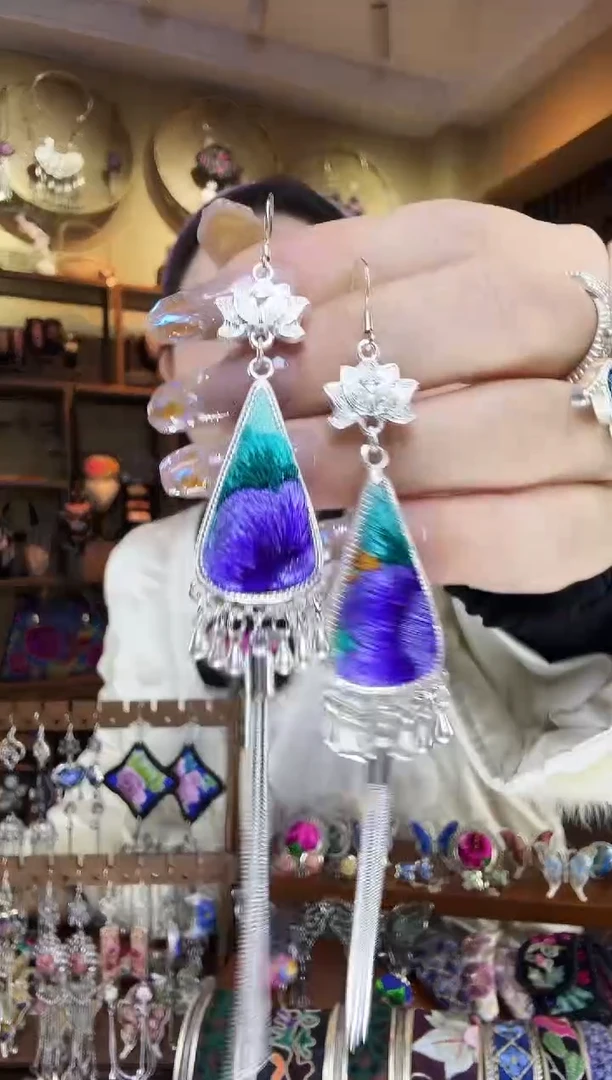 刺绣非遗刺绣民族风耳环