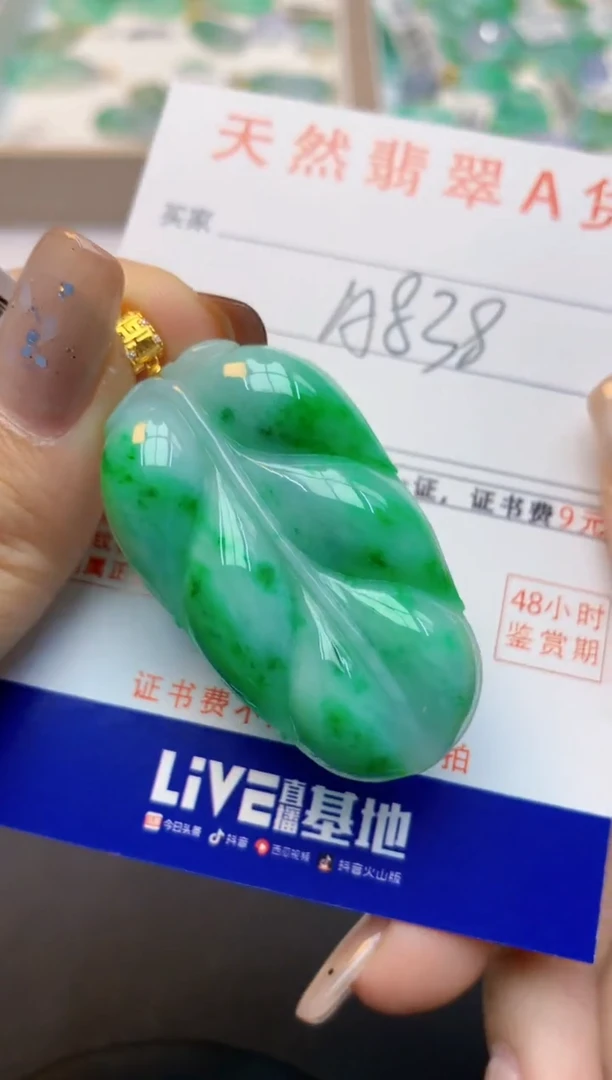 颈饰18K金镶嵌翡翠天然缅甸A货翡翠百元以上9元证书费自理