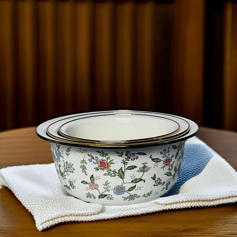 【新疆包邮】talangga 三件套白色花纹盆子网红高档家用厨房中式