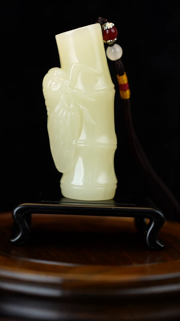 玉【一鸣惊人】天然玉石竹节摆件