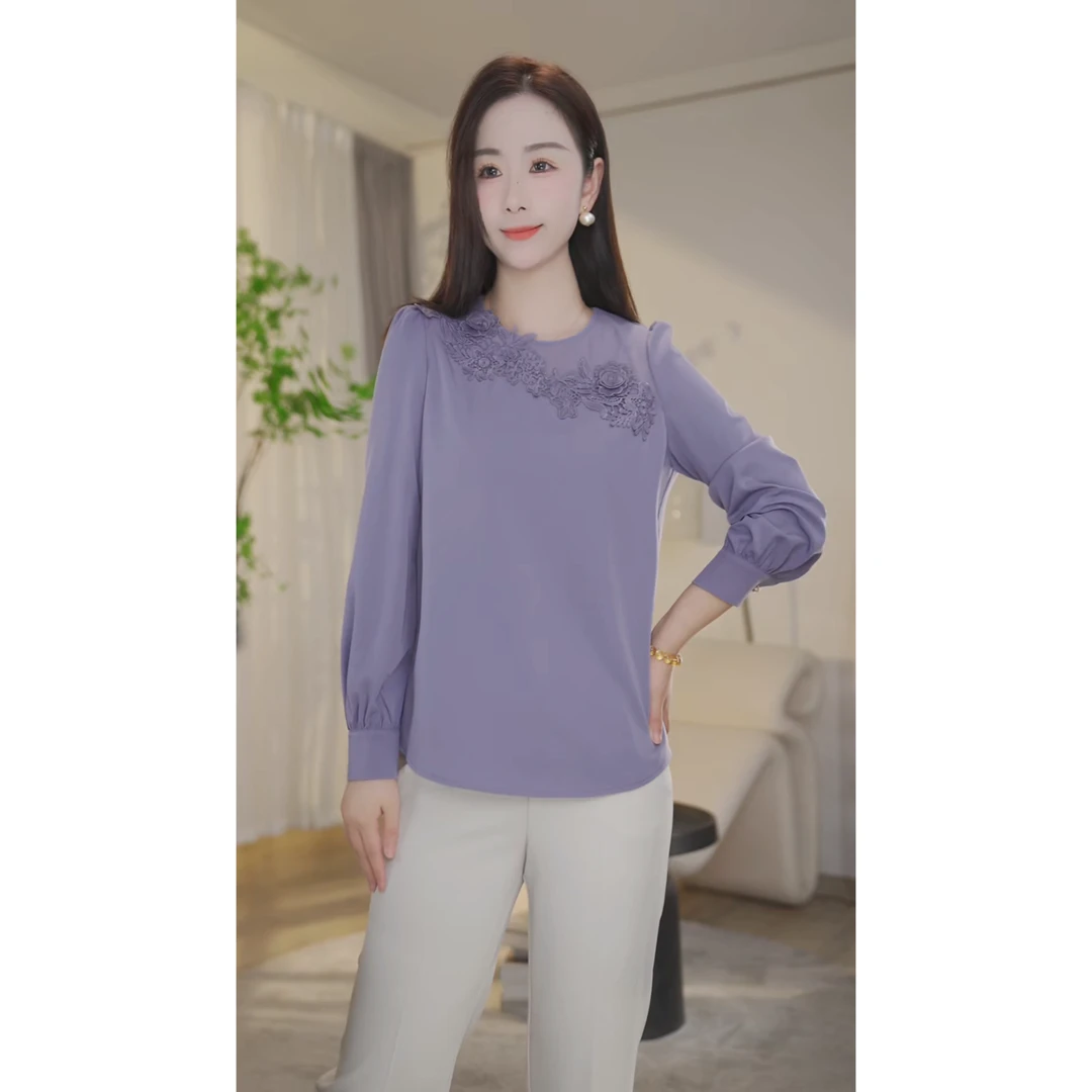 【杨杨专属】专柜新款衬衫女设计感小众气质宽松洋气8593028B烟紫色