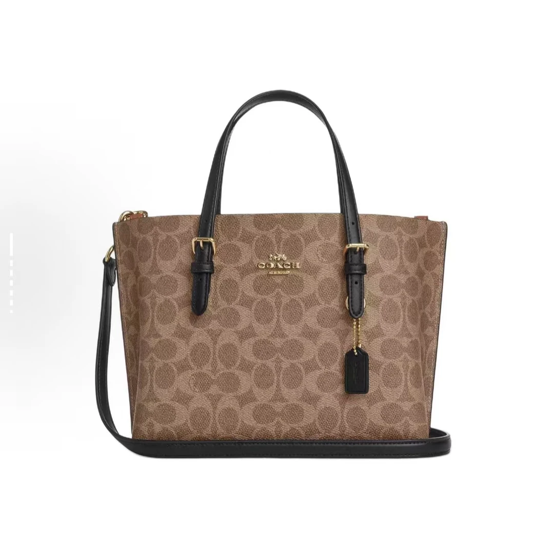 COACH/蔻驰Mollie25卡其老花托特带隐标斜挎包手提出门洋气斜挎包