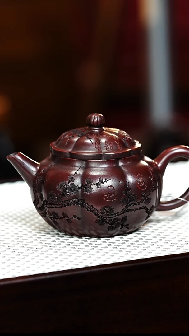 茶壶紫砂宜兴紫砂 筋纹宝瓶 龙山古乌泥 吴国政 h079