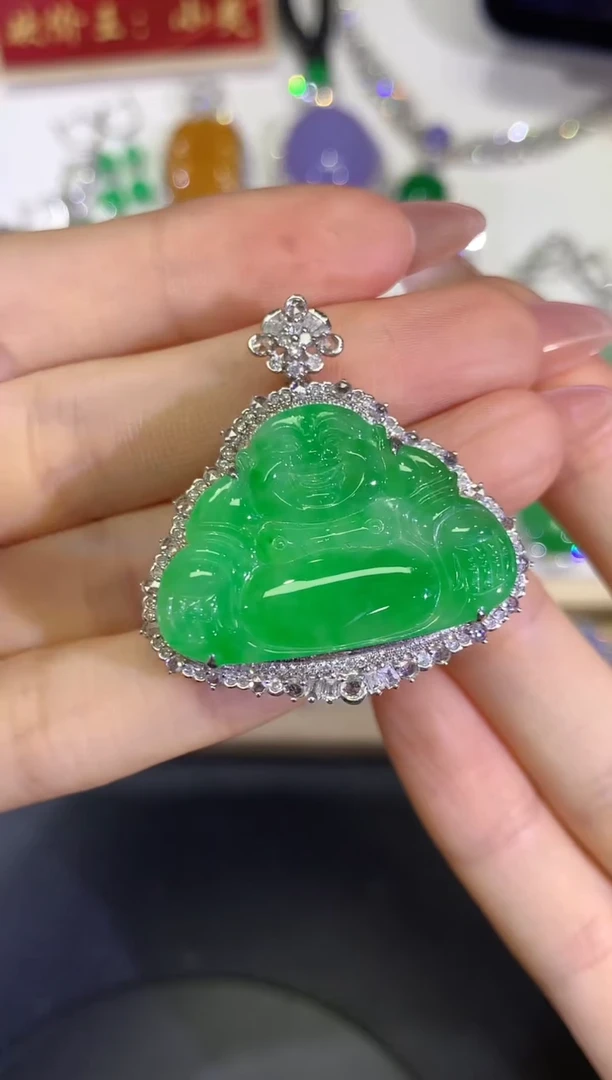 翡翠18K金镶嵌吊坠(不含链)团购15