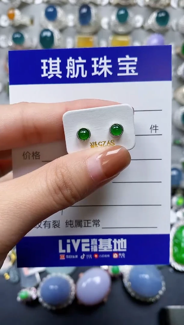 【闪购商品】翡翠耳饰银S925镶嵌0091