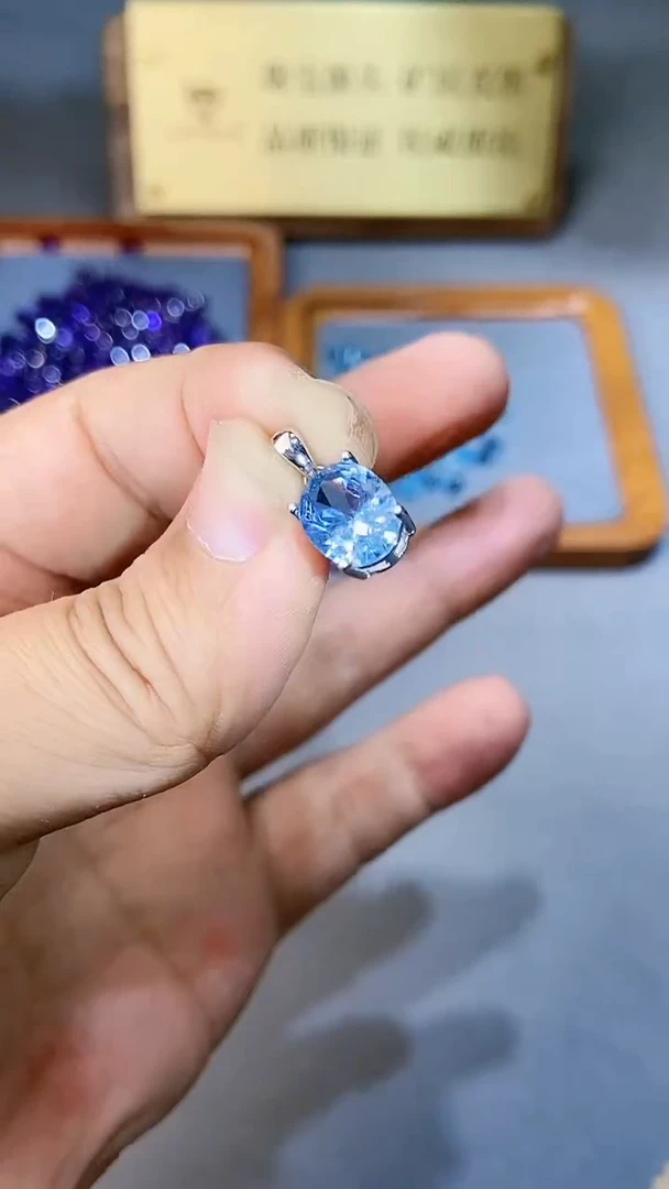 【闪购商品】海蓝宝石颈饰银S925镶嵌3211