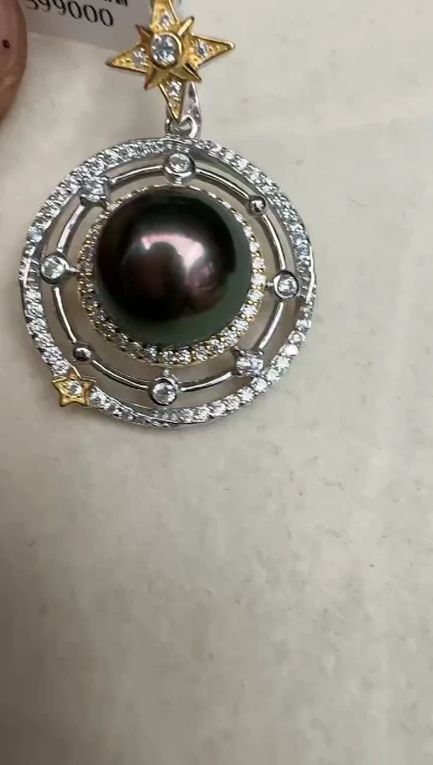 颈饰银S925镶嵌海水珍珠吊坠