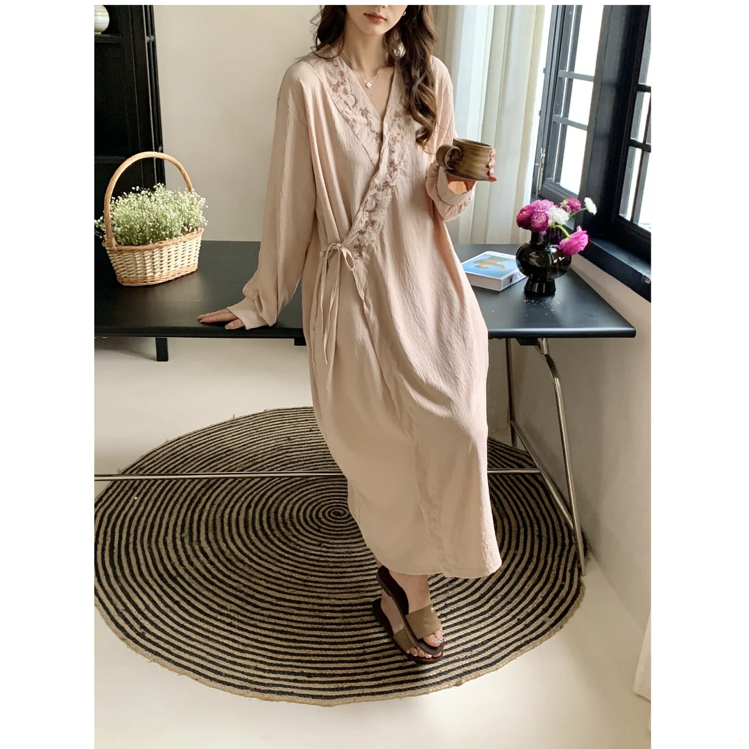 【雨雾朦朦】2025新款爆款新中式睡袍女简约休闲家居服夏天薄款睡裙