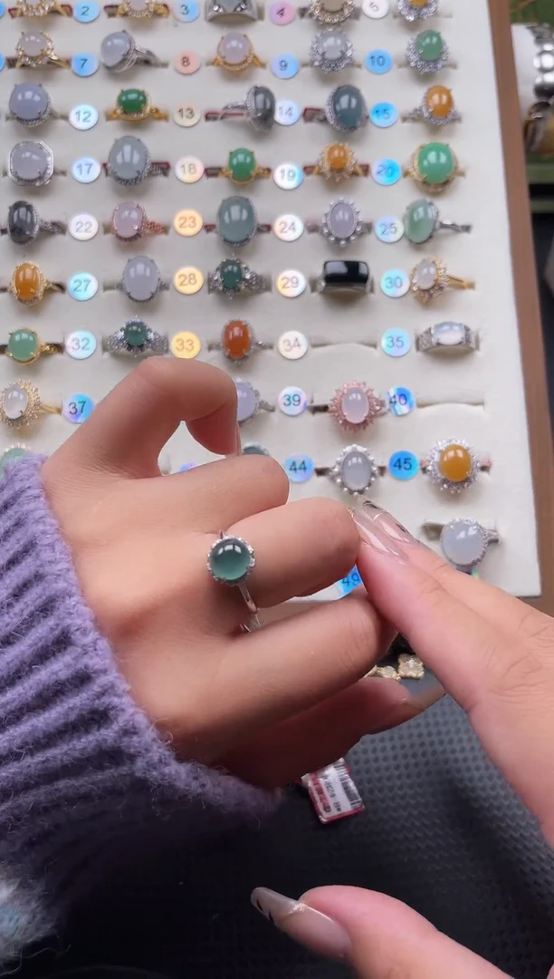 【闪购商品】翡翠戒指银S925镶嵌天然A货翡翠戒指