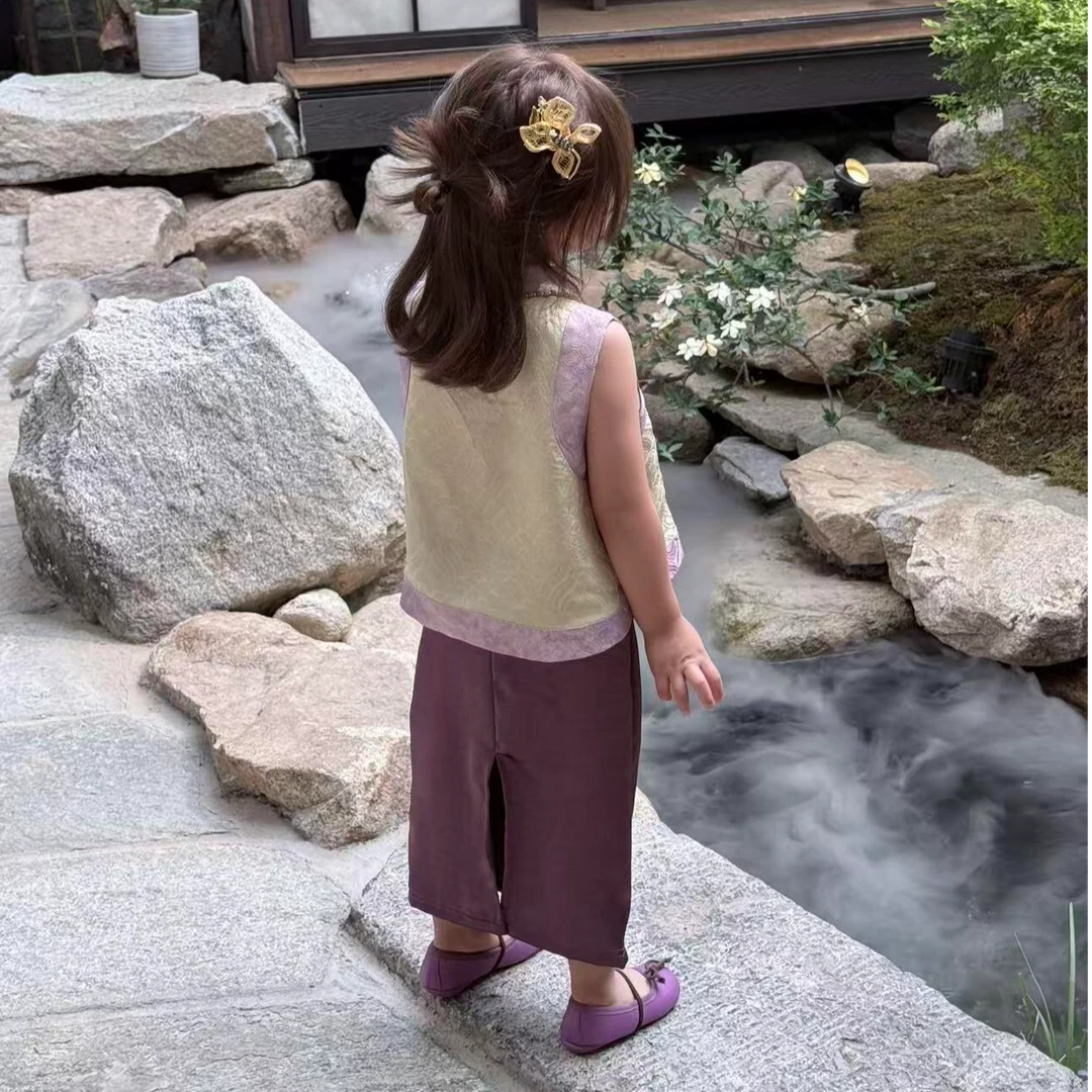 双面穿马甲套装25夏季新款新中式复古国风双面穿提花上衣开衩半裙