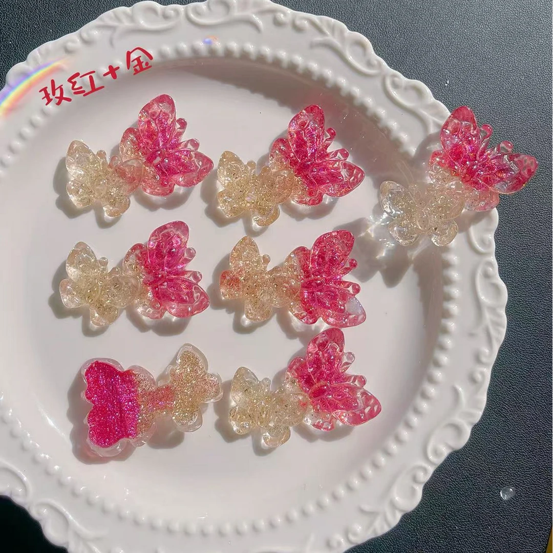 双许愿＋对对碰＋三连 萤火虫夜光双飞蝴蝶卡43mm手工diy饰品配件