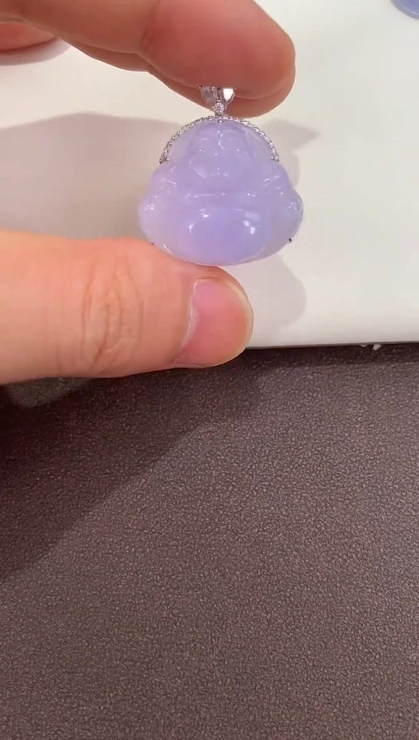 颈饰18K金镶嵌翡翠天然缅甸a货翡翠