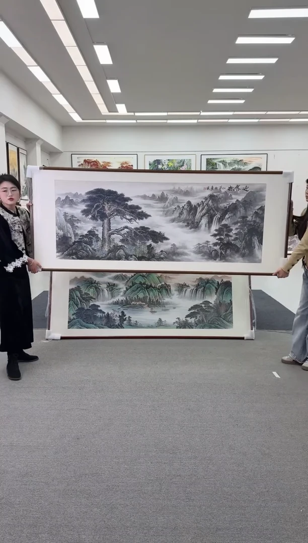 国画手绘 219*88 迎客松