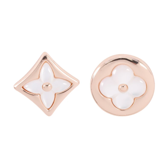 镀k金 925银针 时尚轻奢AB款方圆耳钉 1127