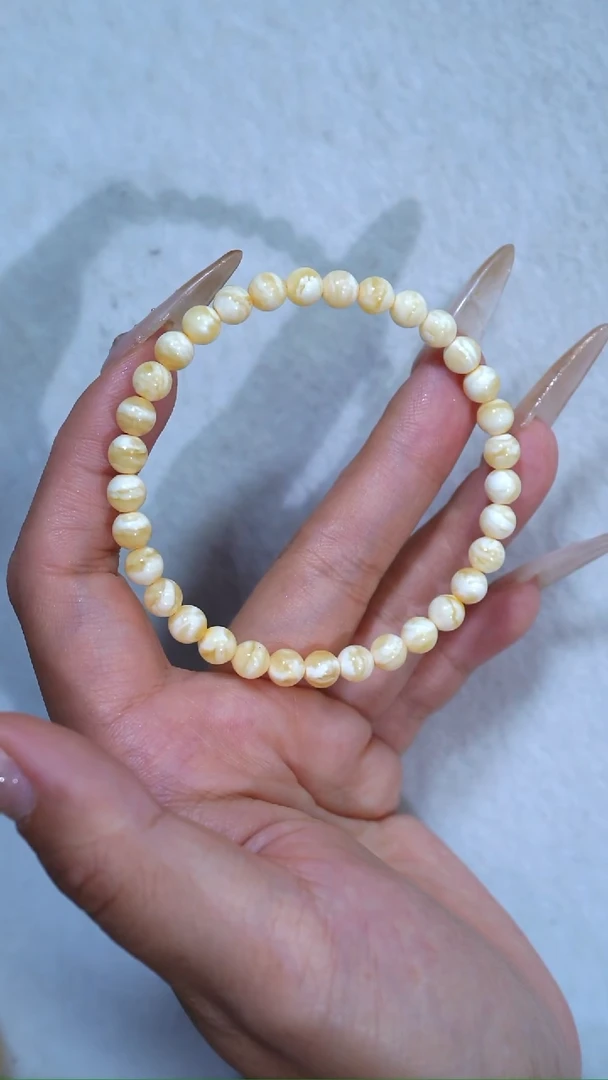 手链蜜蜡未镶嵌典藏级6mm瓷白虎皮纹妖花圆珠精工归圆