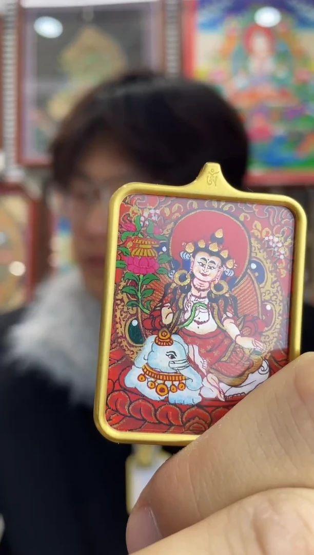 吊坠普贤  纯手绘唐卡（非质量问题 不退不换）
