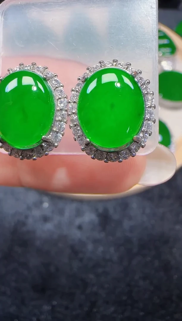 未镶嵌定制翡翠翡翠耳环68