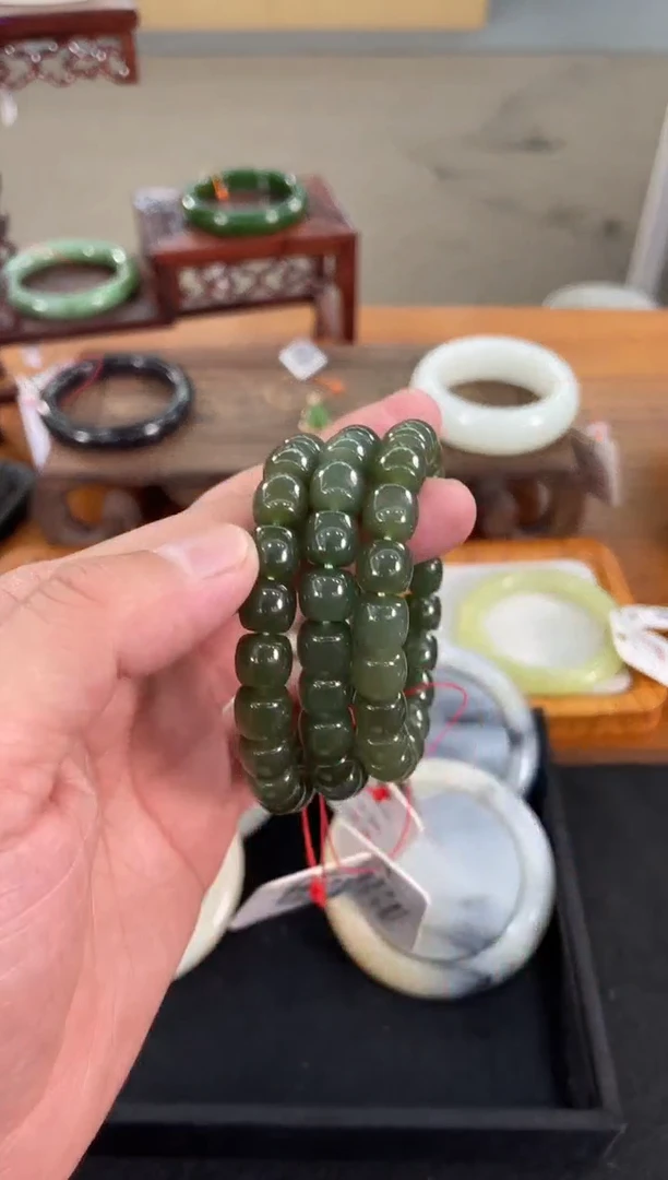 未镶嵌手串和田玉卡10青海湖水绿 极限弧 多样性发一