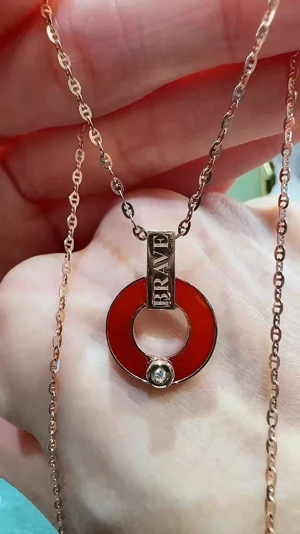 【闪购商品】玛瑙/玉髓吊坠(不含链)18K金镶嵌18K金钻石铜钱吊坠