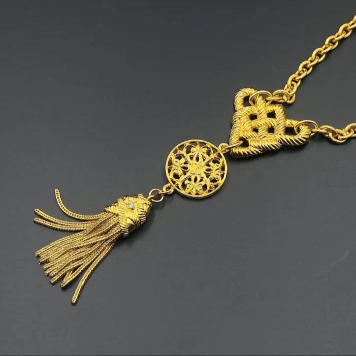 铜合金亚克力项链 【Liz璇子中古】素金流苏项链H33527无鉴赏期