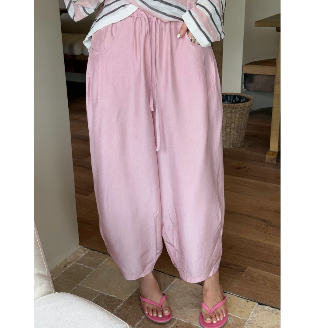 LYXZ x 大小与【香草】夏季薄款高腰宽松休闲裤百搭显瘦女裤79127