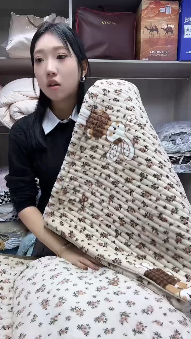 棉绒2米床盖绒四件套小兔子