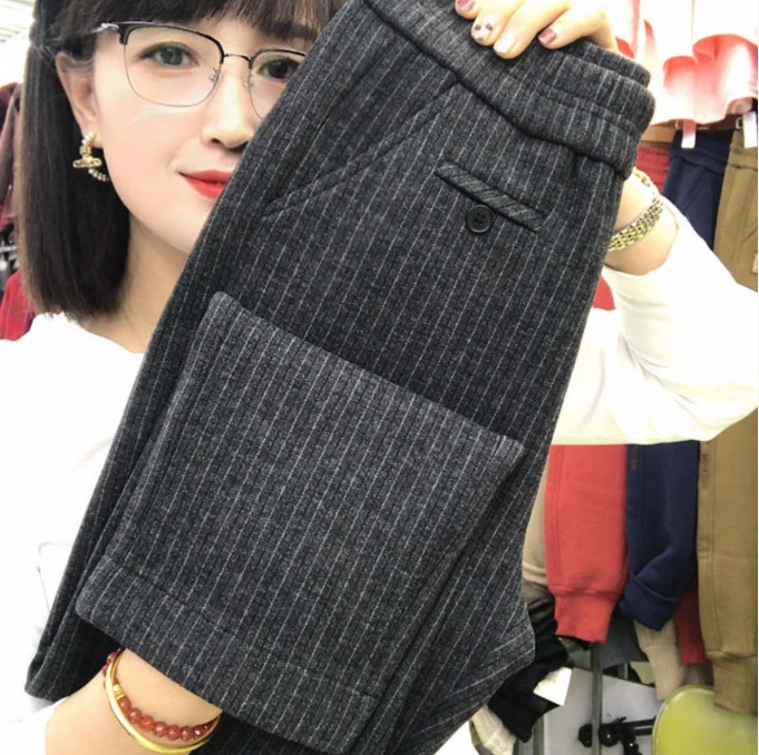 6359 秋冬季新款条纹小脚裤