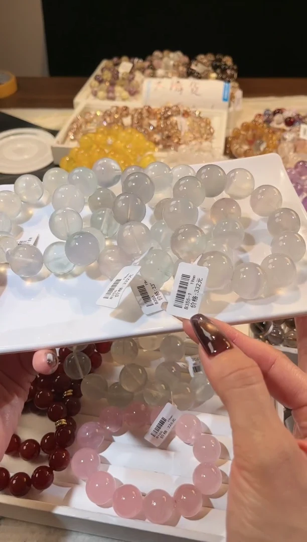 未镶嵌手链水晶多样性发一Q53奶绿19mm