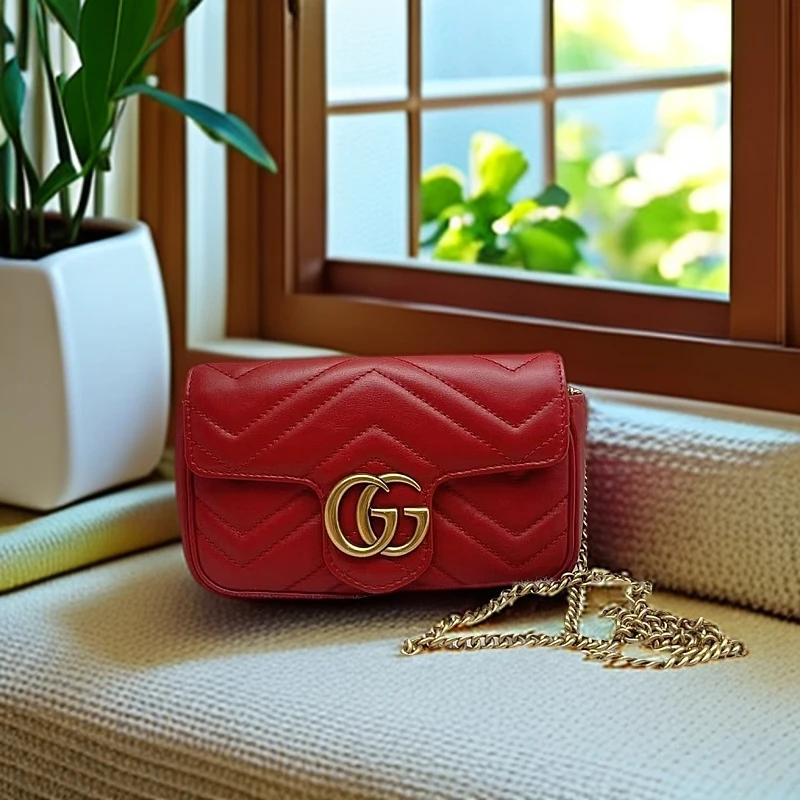 95新 GUCCI/古驰 红色迷你马蒙 1186 6221