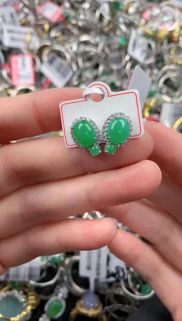 银S925镶嵌戒指翡翠222               9