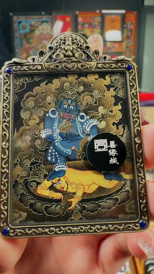 吊坠壹善缘城手绘唐卡黑C