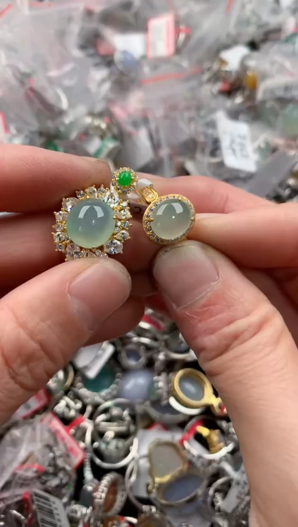 银S925镶嵌戒指翡翠444   5