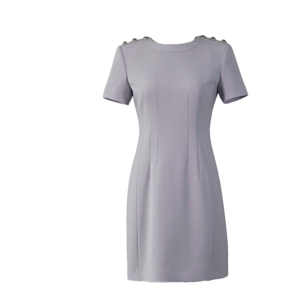 AMASS/阿玛施新款气质铆钉中长裙时尚设计款收腰连衣裙5500457