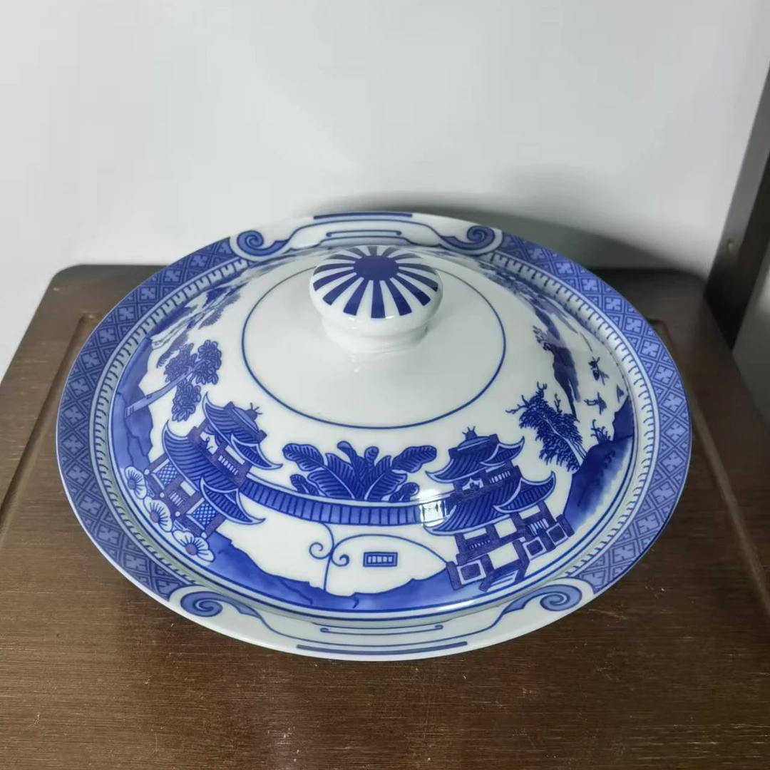 景德镇釉中彩青花梧桐陶瓷合器办公室款