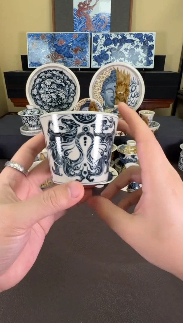 【闪购商品】二号釉虎符纹冰桶杯