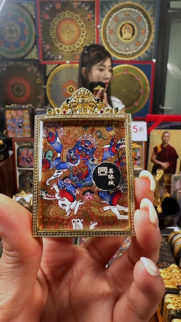 吊坠 壹善缘城手绘唐卡大黑天