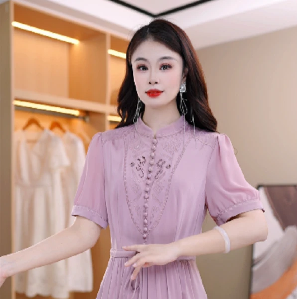 精致典雅气质时尚减龄遮肉显瘦连衣裙M-4XL