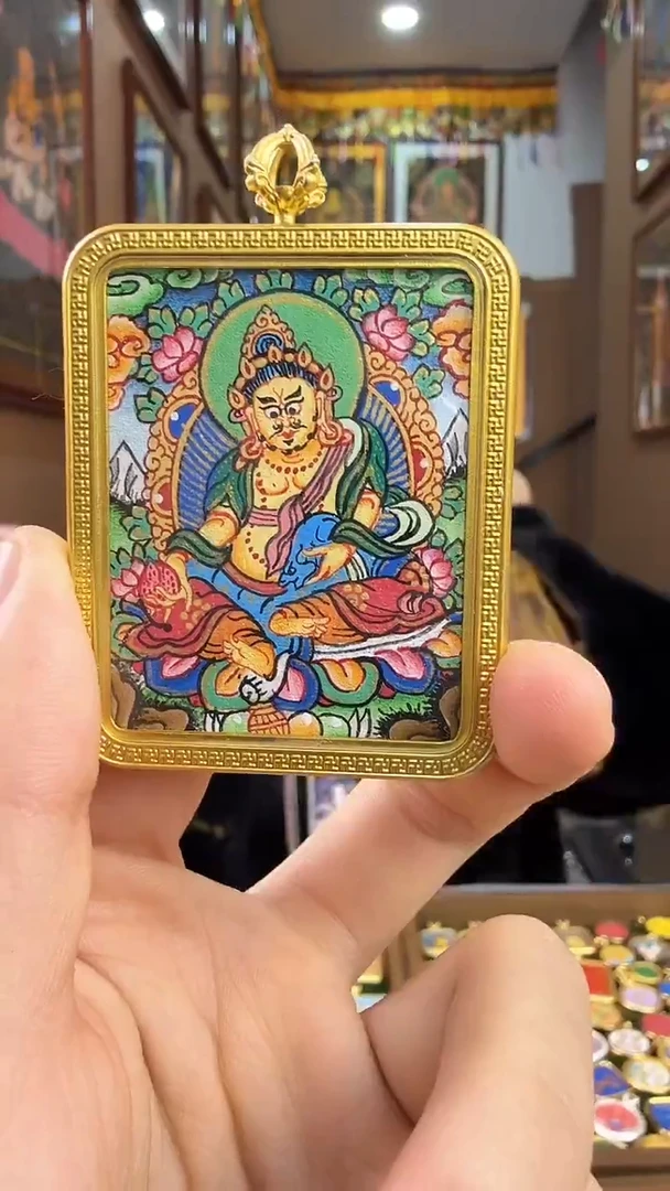 吊坠黄财神-热贡纯手绘唐卡