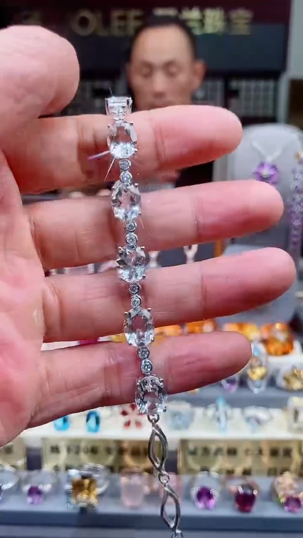 水晶手链银S925镶嵌水晶手链