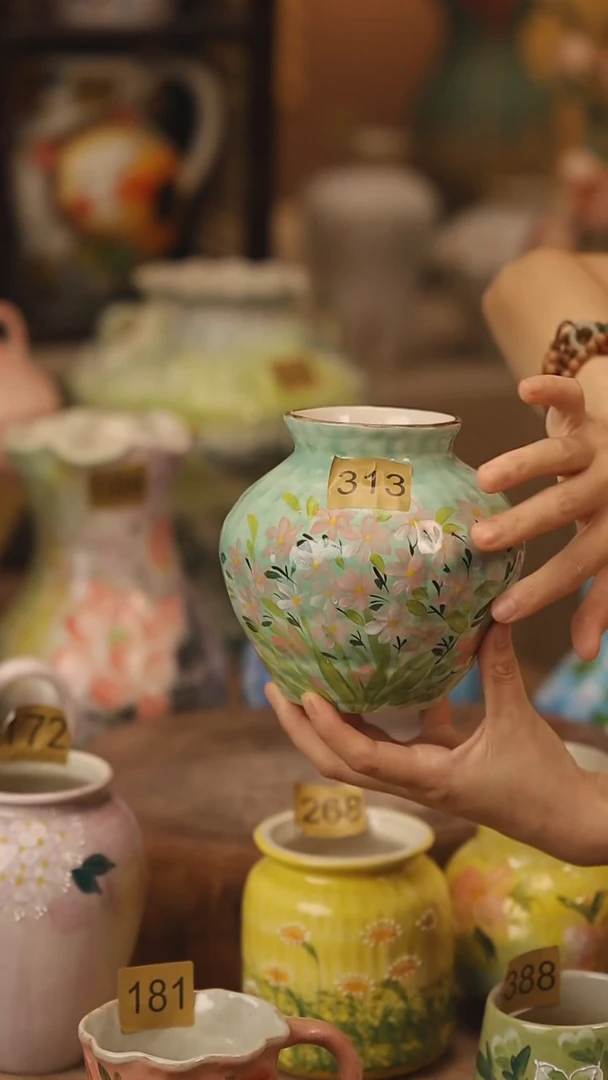 陶瓷313景德镇设计师手作花器摆件侘寂风